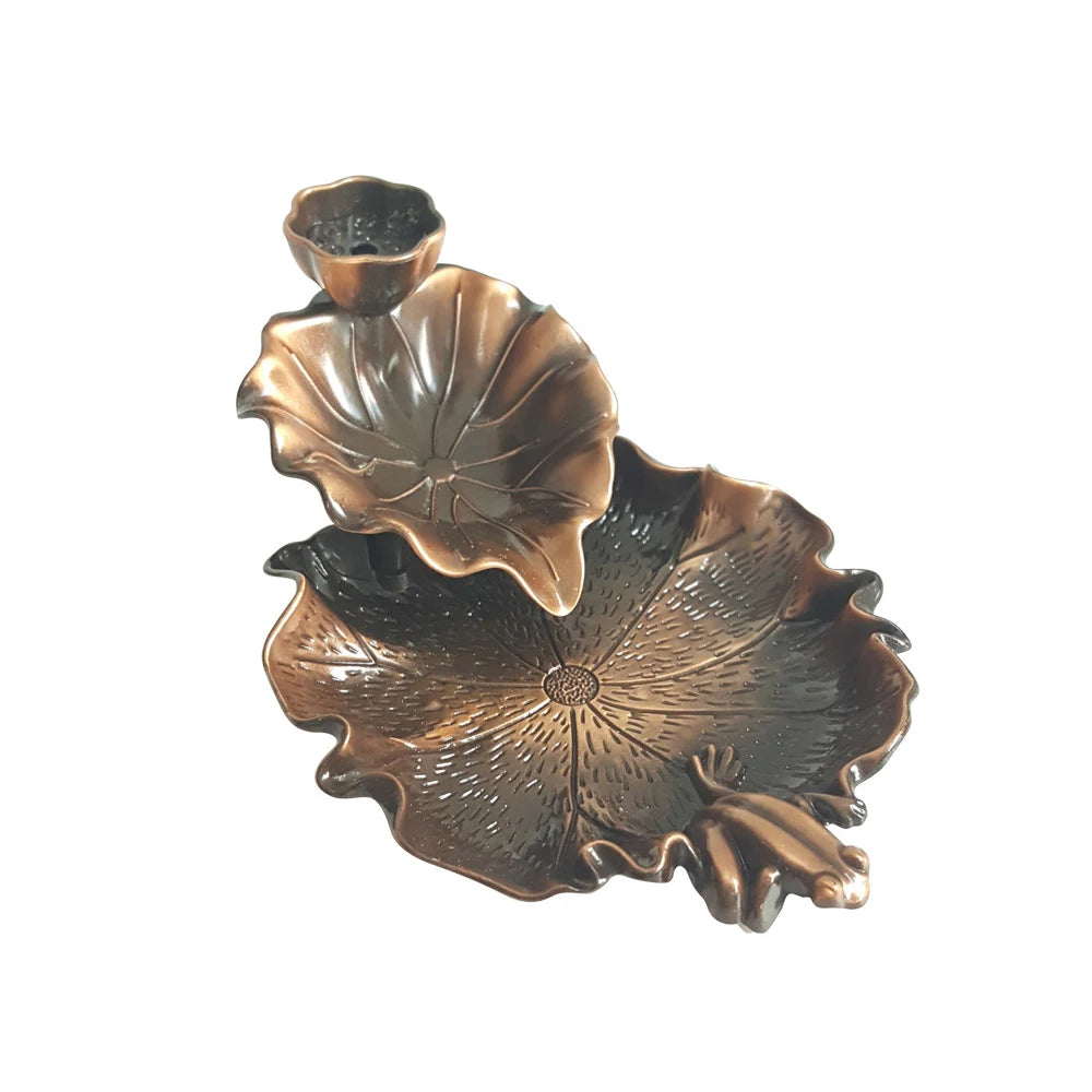 Backflow Incense Waterfall Burner | Metal Frog and Fish Aromatherapy Decor alternate view
