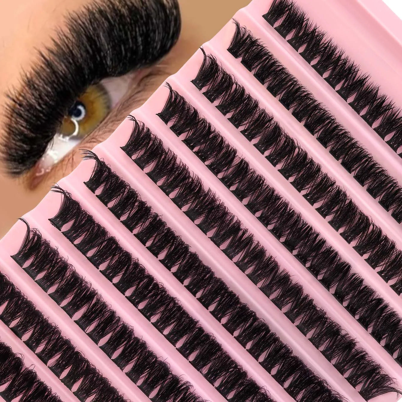 Individual Lashes 8-16mm 200pcs Cluster Lashes Natural Look Mixed Tray DIY Eyelash Extension Volume Lash Clusters Eyelashes Long