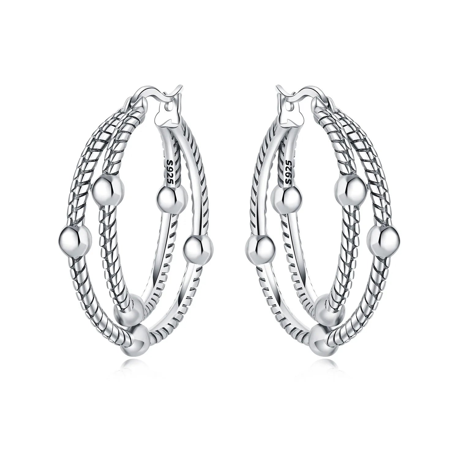 Orstarry S925 Sterling Silver Square Chain With Stone Inlaid Earrings Hoop Earrings Fo close-up view