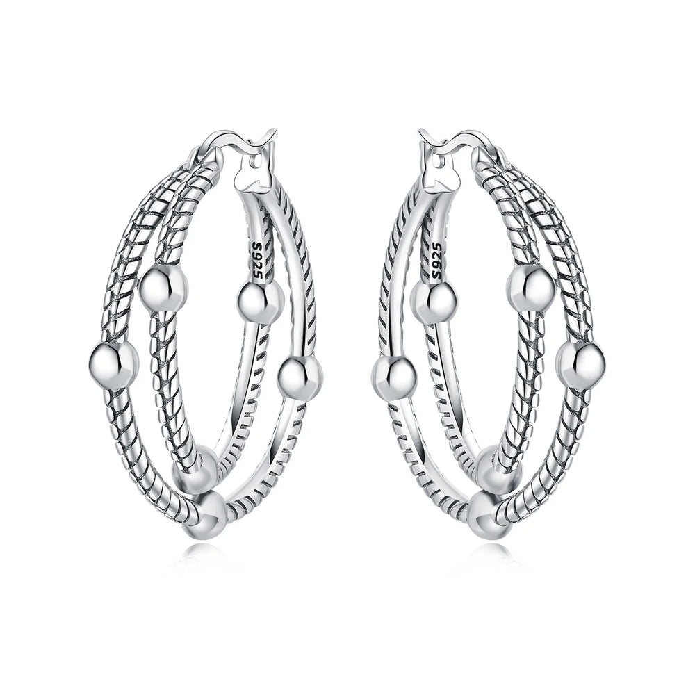Orstarry S925 Sterling Silver Square Chain With Stone Inlaid Earrings Hoop Earrings Fo close-up view