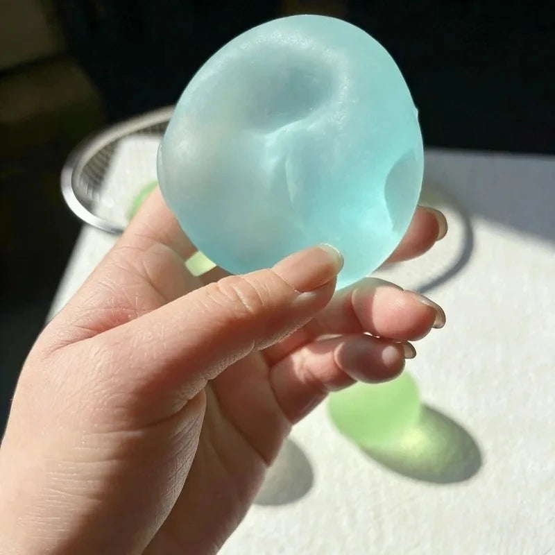 Squishy Blue Maltose Fidget Toy Soft Pink Mochi Sensory Squeeze Toy Coconut Oil Bal additional angle