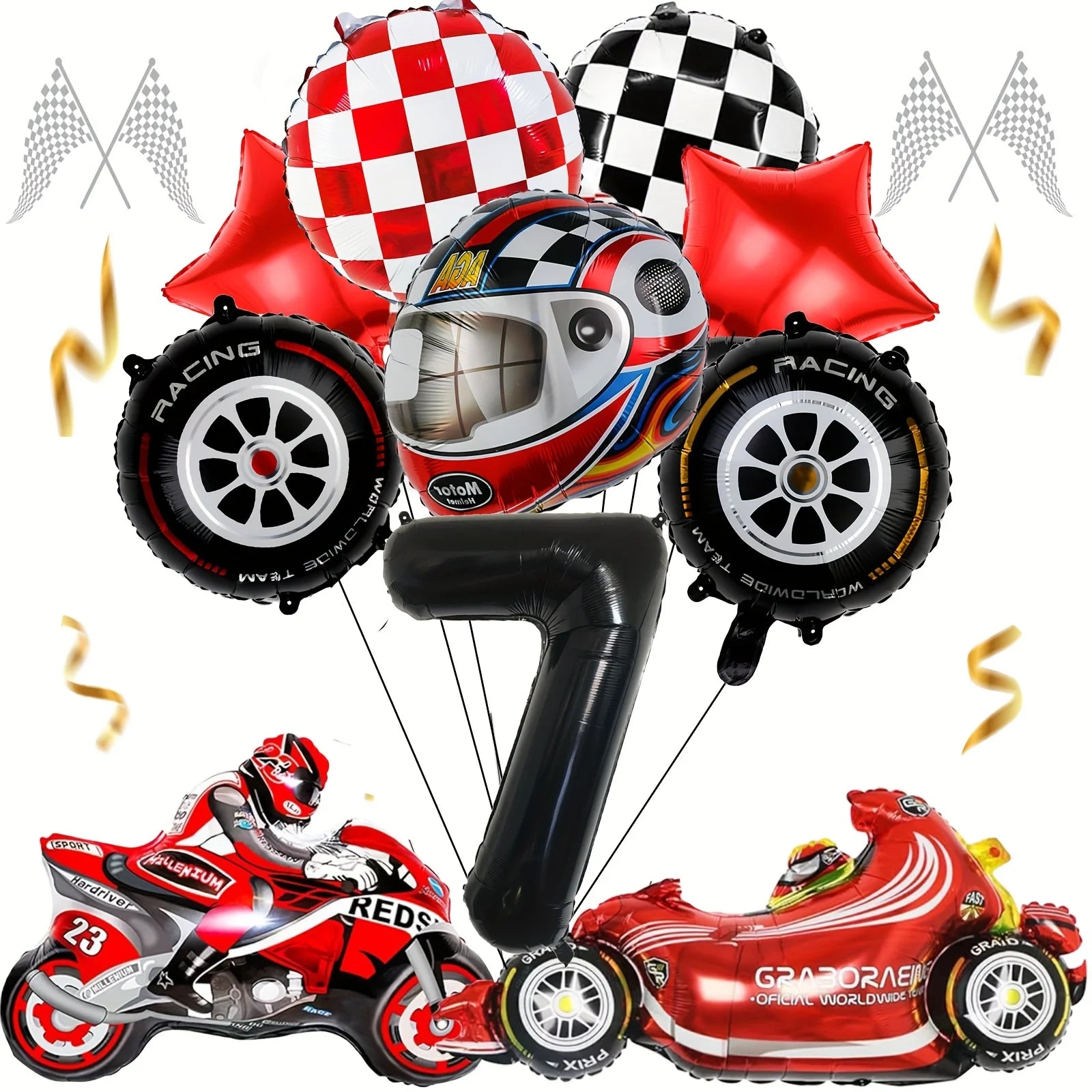 12pcs Racing Car Balloon Birthday Set | Party Decor for Boys close-up view
