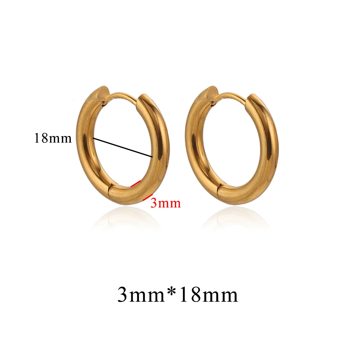 6pcs Stainless Steel 3mm 4mm Hoop Earrings | PVD Gold Plated Korean Round Earrings fo lifestyle view