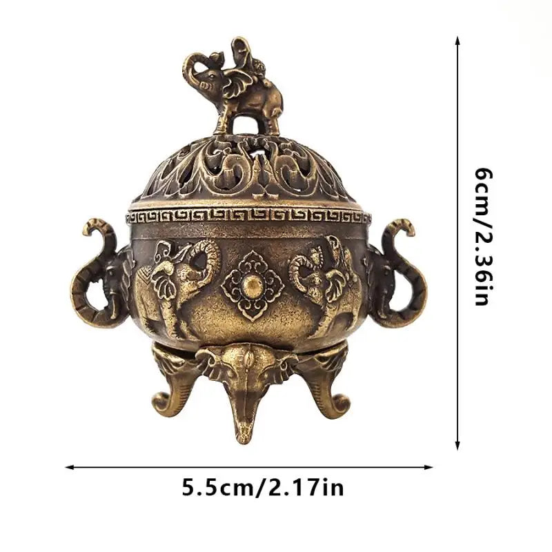 Elephant Lotus Incense Burner | Metal Incense Holder for Yoga Meditation additional angle