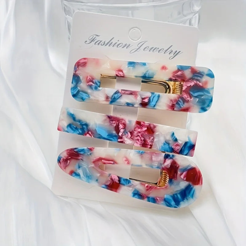 3pcs/set Acetate Hollow Water Drop Long Strip Hairpin Simple Duck Beak Clip Broken Hair detail view