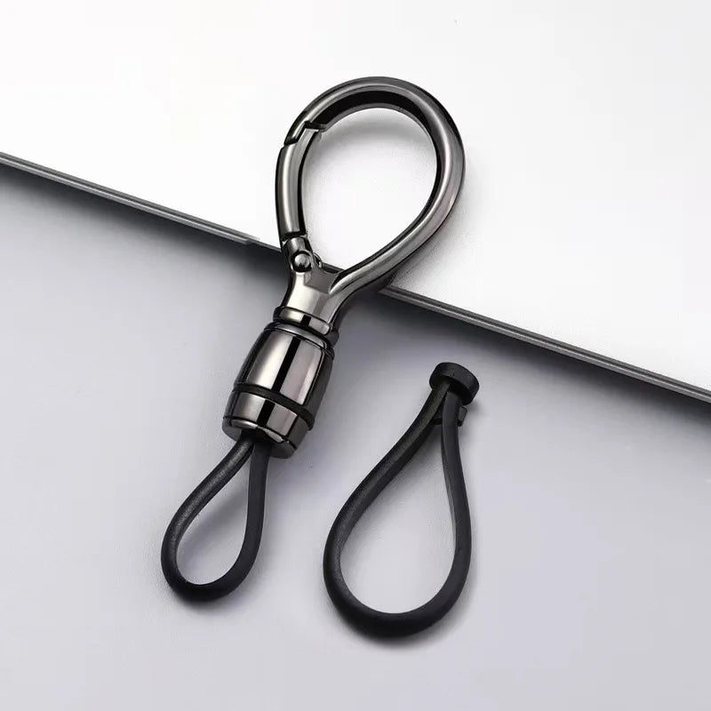 Men High-End Metal Keychain Simple Car Key Chain with Waist Hook Anti-Lo Leather Ro additional angle