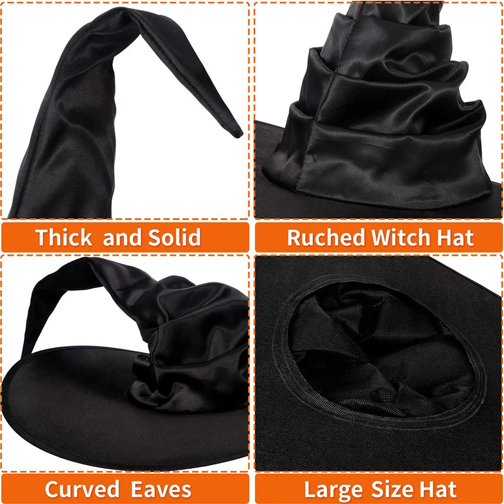 Halloween Witch Hat Black Folds Wizard Hats lifestyle view