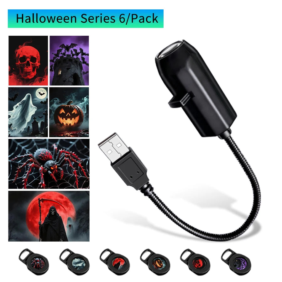 Halloween LED Projection Night Light | Pumpkin Moon Ceiling Lamp with USB alternate view