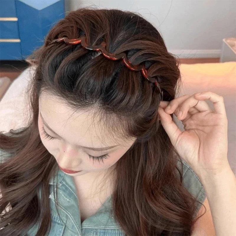 2 pieces of wavy hairbands for women, sweet new style, face wash, non-stuck, fluffy t alternate view