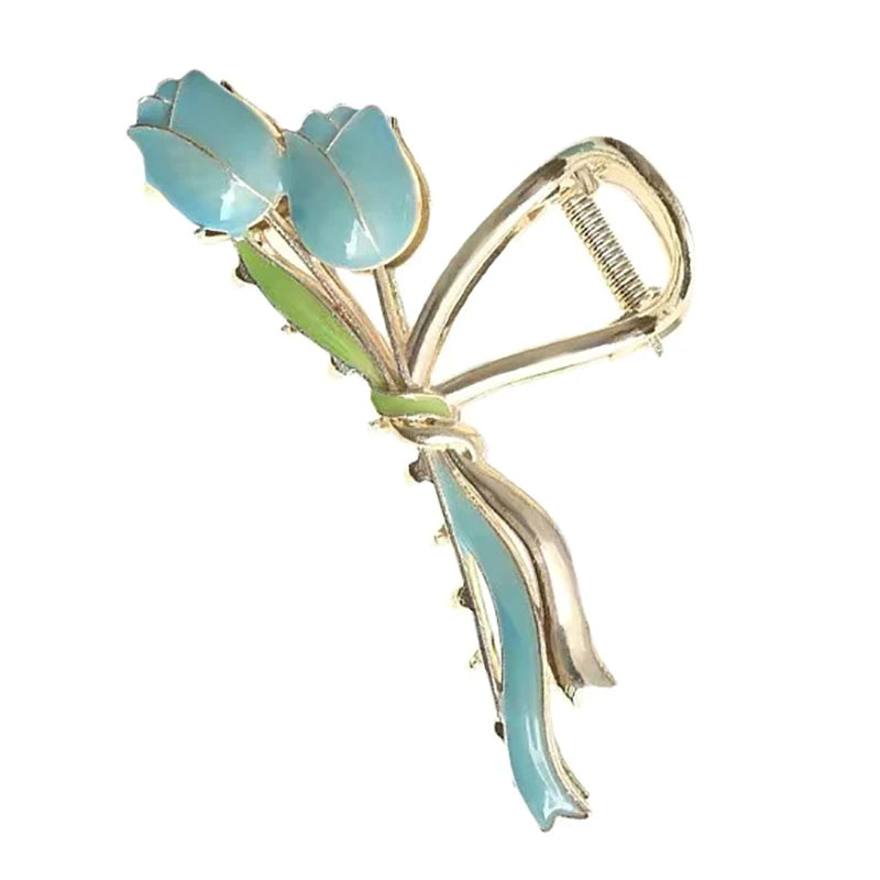 New Tulip Flower Hair Clip Back Head Grab Clip Fashion Ponytail Fixed Hairpins Simple lifestyle view