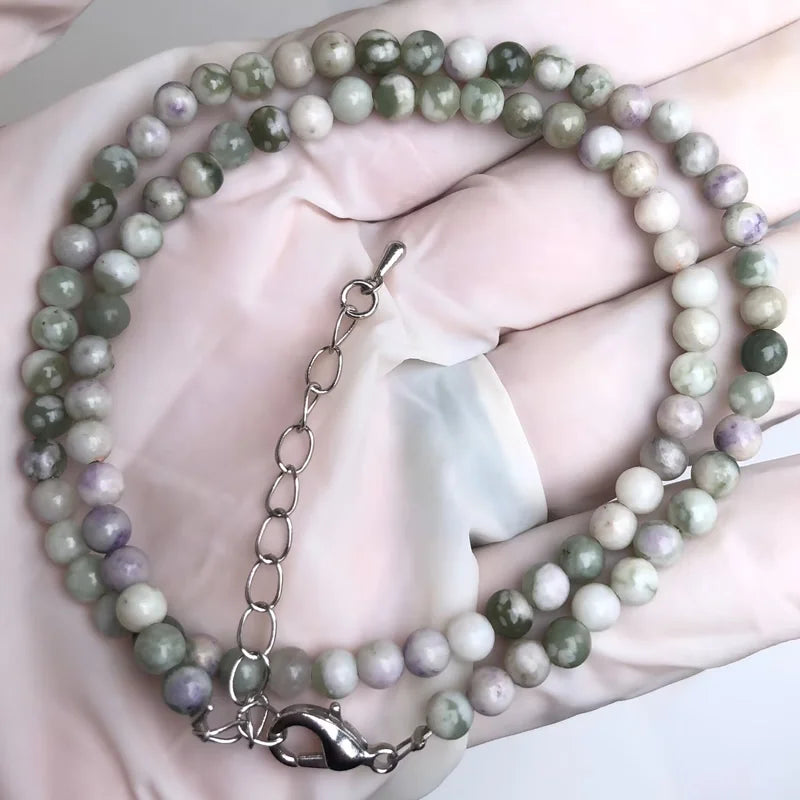 Natural Stone Bead Adjustable Necklace | Agate Opal Tigers Eye Quartz Crystal Jewelry alternate view