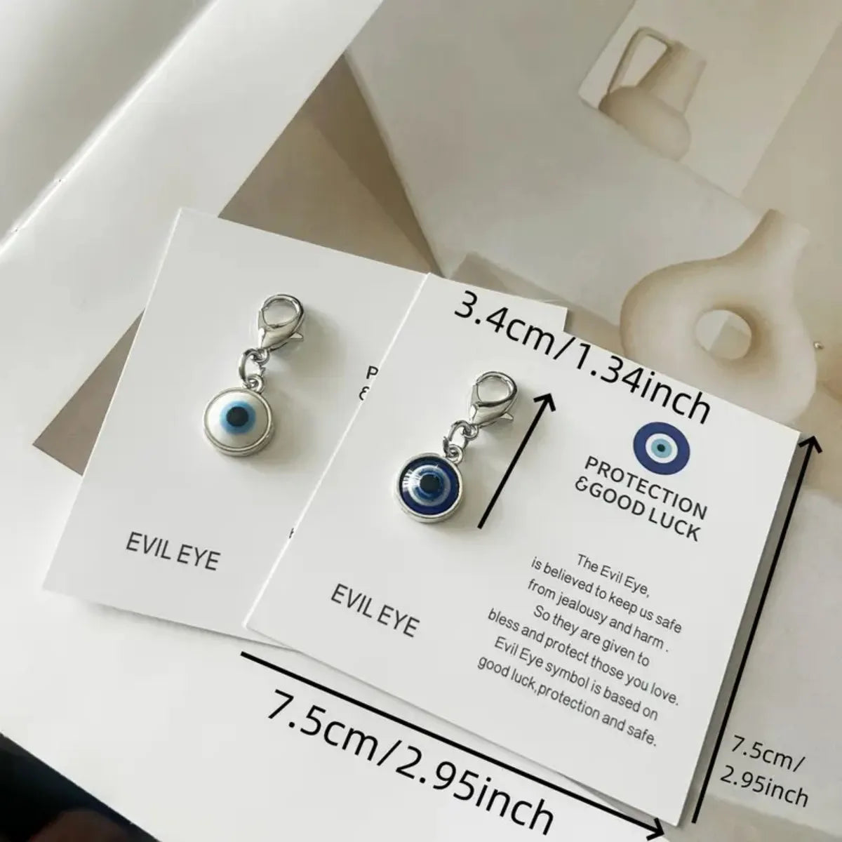 New Blue Evil Eye Keychain Pendant Protection Good Luck English Good Luck Card Exquisite detail view