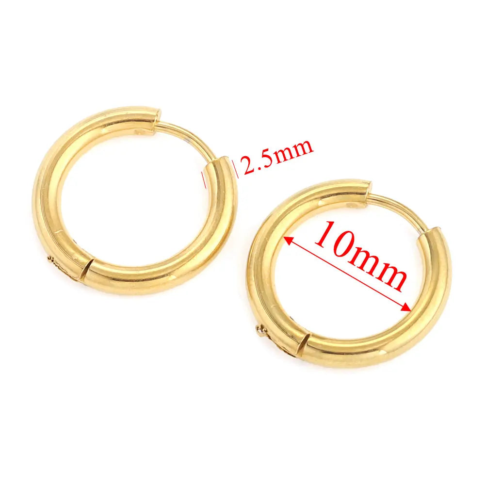 6pcs Stainless Steel Hoop Earrings Set | Hypoallergenic Korean Style Earrings for Women detail view