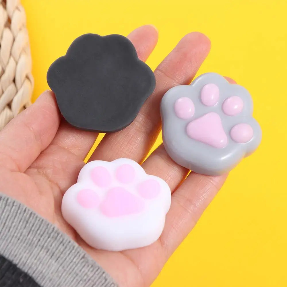 Mini Cat Paw Squeeze Toy Silicone Pinch Decompression Toy Plush TPR Fidget Sensory Toy close-up view