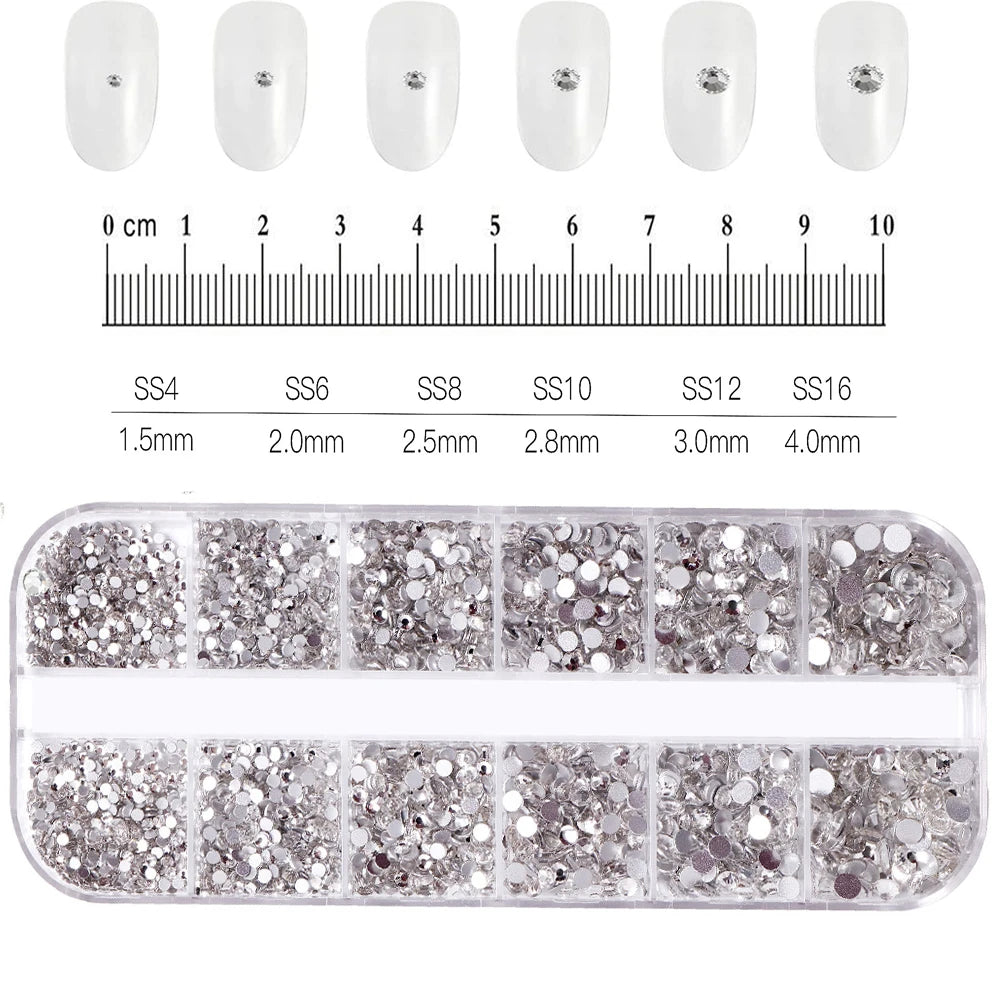 12Grids Pink Mixed Nail Rhinestones Luxury Nail Charms Glitter Crystal Jewelry Gems Nail detail view