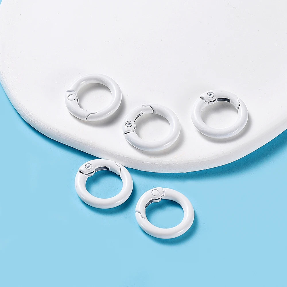 Ring Spring Clasp Openable Round Carabiner Keychain Clips Hook Dog Chain Jewelry Buckl close-up view