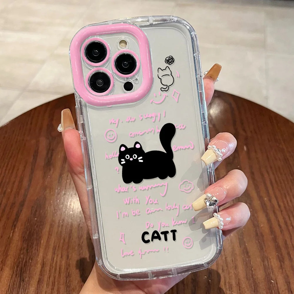 Cut Cat Aninal Phone Case For iPhone 15 Funda iPhone 16 17 Pro Max 11 13 14 12 7 8 additional angle