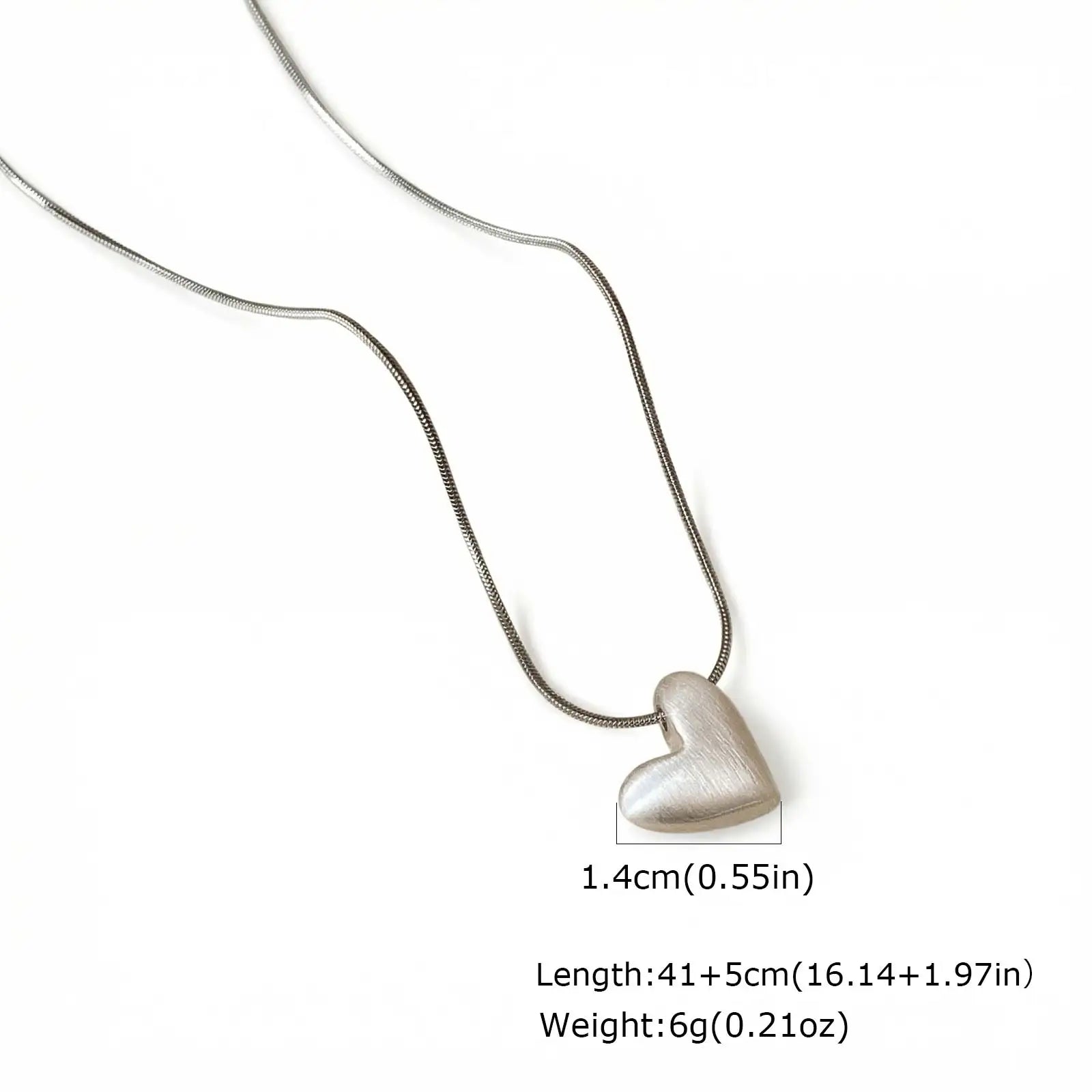 Vnox Minimalism Heart Pendant Snake Chain Necklace for Women Girls, Matte Silver Colo alternate view