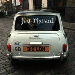 Just Married Vinyl Decal Sticker, Glitter Matte PVC for Glass