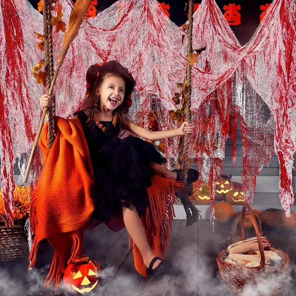Halloween Decorations,Horror Bloody Gauze Spider Web,Creepy Party detail view