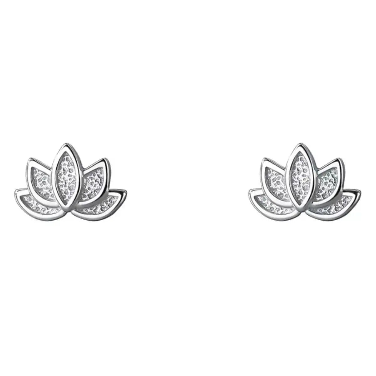 925 Sterling Silver Lotus Flower Small Stud Earrings For Women Piercing Luxury Elegan lifestyle view