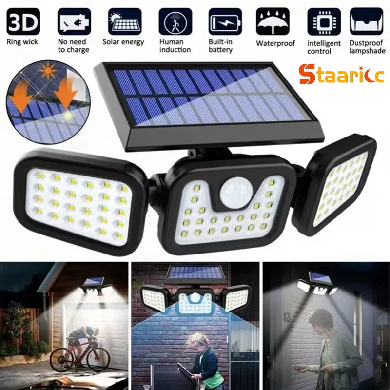 Led Solar Light Outdoor Motion Sensor Human Induction Adjustable Head Waterproof Solar Security