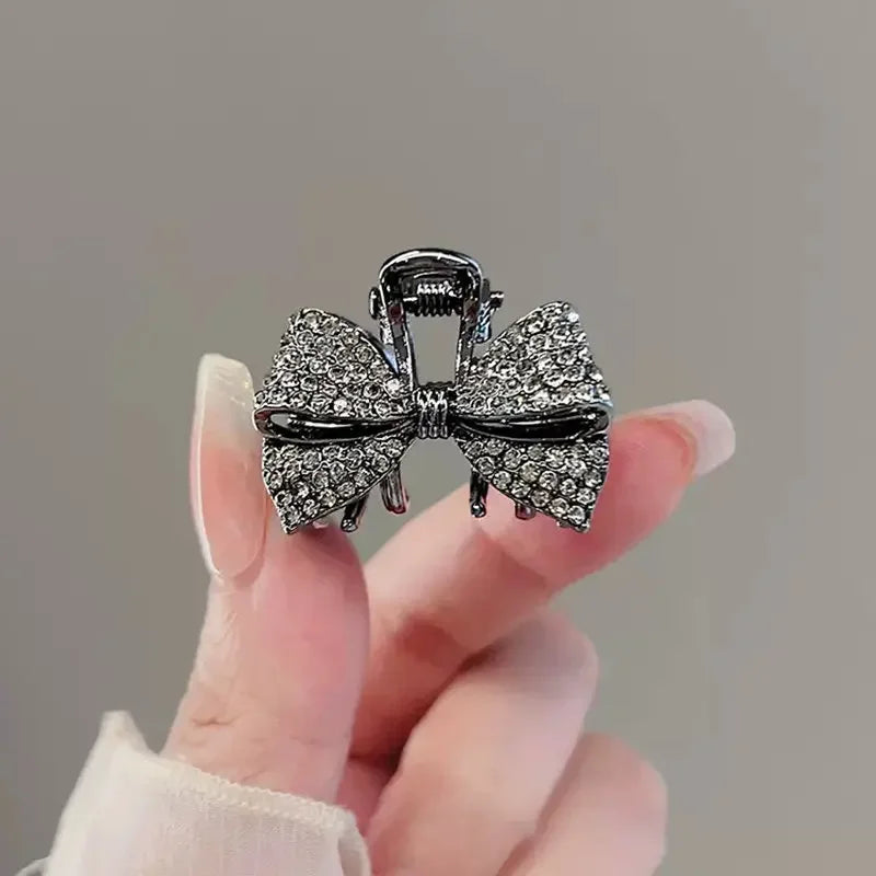 High-end Full Rhinestone Bow Small Hair Claw Princess Head Top Clip Temperament Min additional angle
