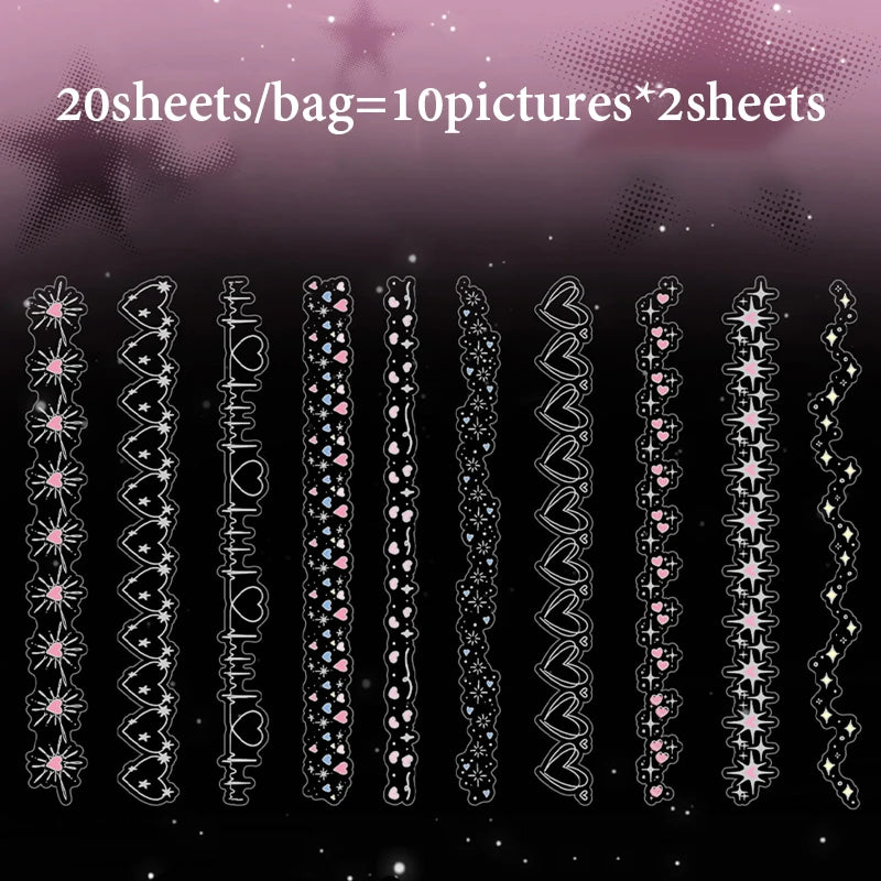 Mr.Paper 20Pcs/Pack Starlight Series Laser Silver PET Long Strip Stickers Holographic St detail view