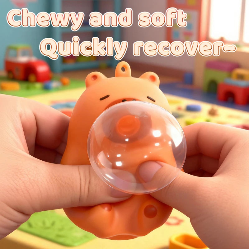 1PC Creative Capybara Doll Spit Bubble Fidget Decompression pinch toy Relieve Stress C close-up view