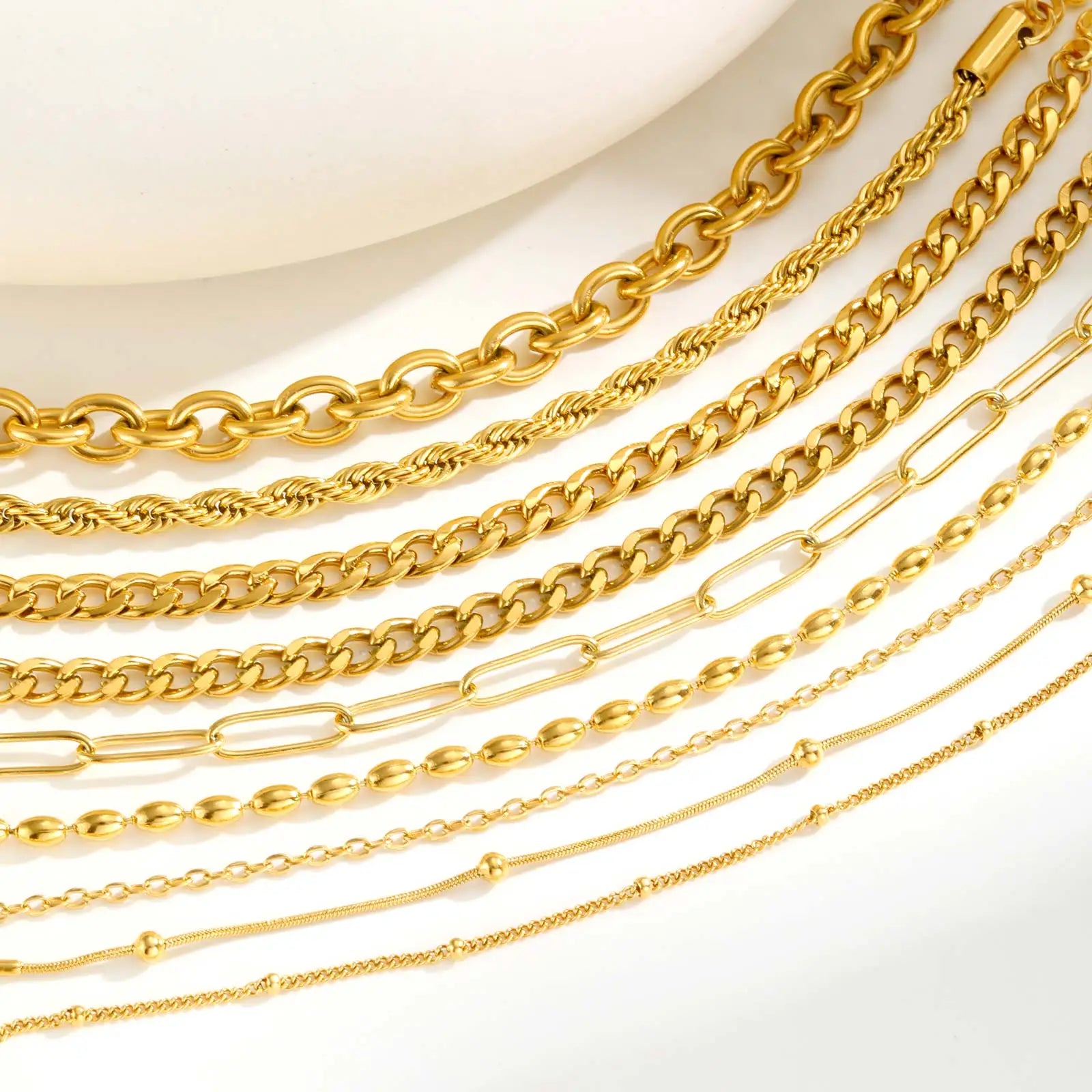 Vnox Square Chain Bracelet | Gold Stainless Steel Round Bubble Link Jewelry for Wom additional angle