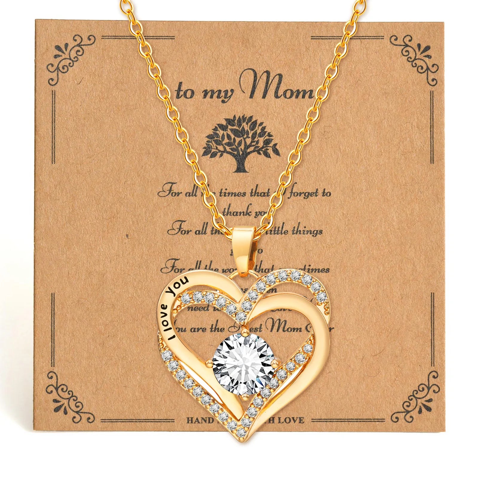 Vnox Heart Necklace for Women, Birthstone Heart I Love You Jewelry Necklaces for Mom Gir detail view