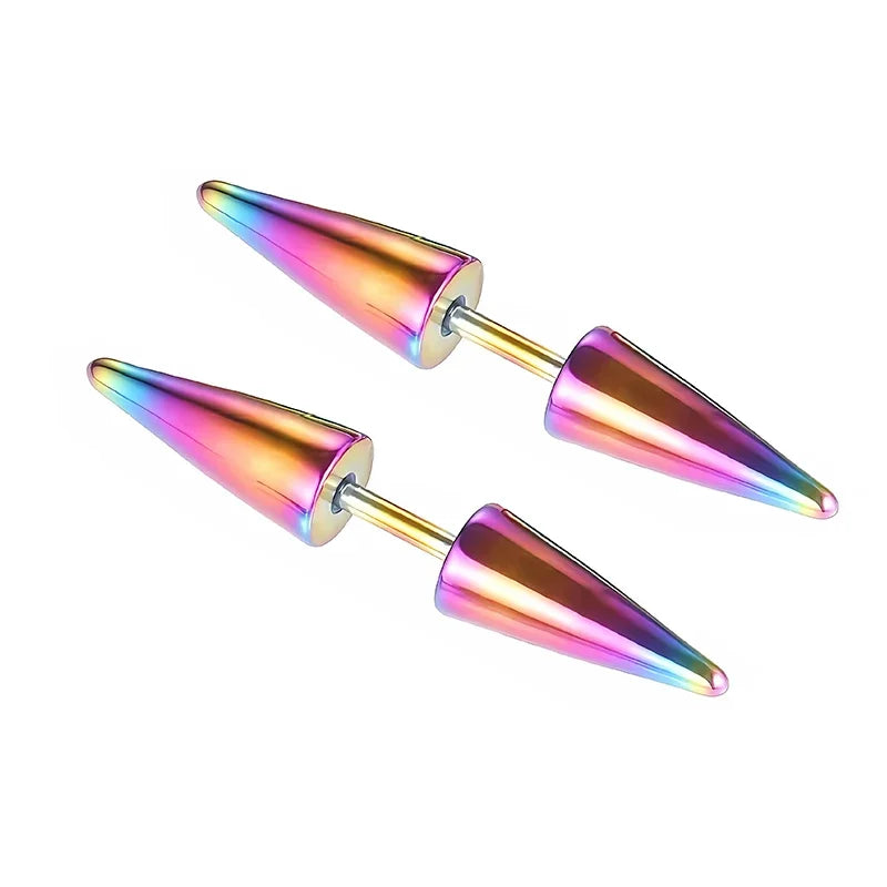 2PCs Classic Fashion Punk Rock Rivet Spike Tip Cone 316L Stainless Steel Women Men ear S detail view