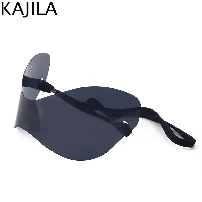 Oversized Punk Rimless Sunglasses | Y2K UV400 Mirror Lens Shades additional angle