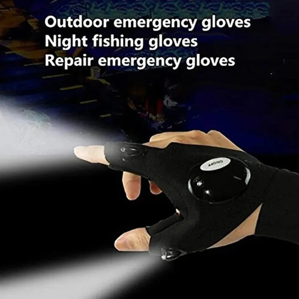 LED Flashlight Gloves | Waterproof Fingerless Illumination Gloves for Running, Cycl additional angle