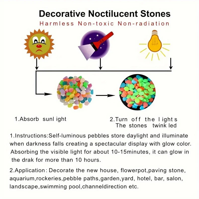 100pcs Glow In The Dark Pebbles Resin for Landscape additional angle