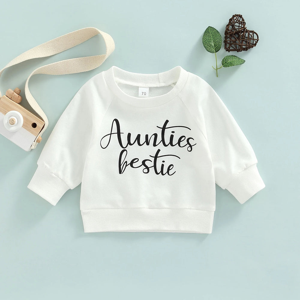 Baby Long Sleeve Letter Print Sweatshirt | Soft Cotton Blend Pullover for Girls alternate view
