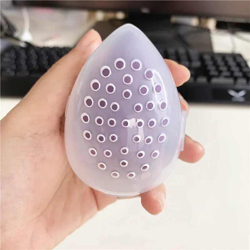 Makeup Sponge Storage Case Makeup Sponge Puff Holder Stand Empty Cosmetic Egg Shaped R close-up view