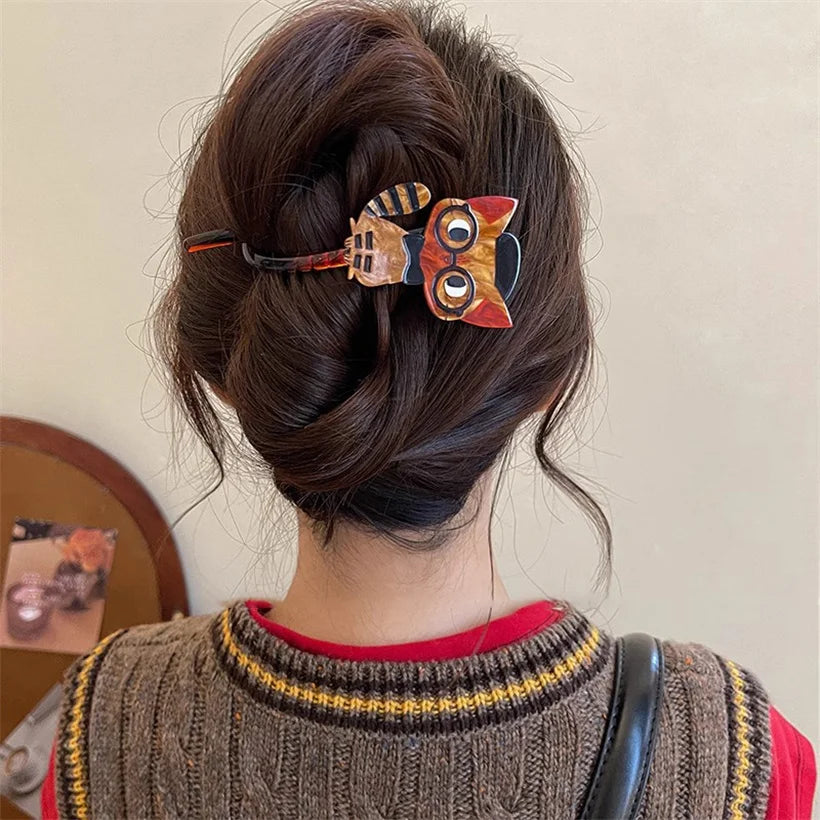 Cute Cartoon Cat Twist Hair Clips Girls Acrylic Hair Claw Crab Holder Barrettes Hairp alternate view