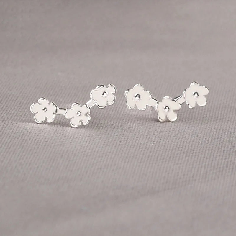 925 Silver Needles Lovely Mini Stud Earrings Women Cute Heart Star Moon Daisy Christma close-up view