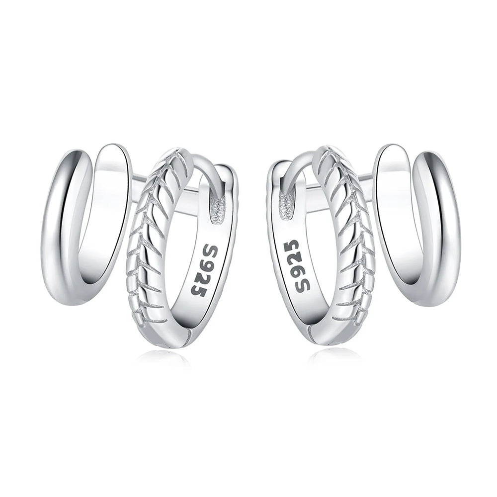 Orstarry S925 Sterling Silver Square Chain With Stone Inlaid Earrings Hoop Earrings F lifestyle view