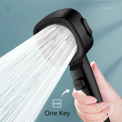 High Pressure Shower Head Water Saving 3 Modes Shower Heads Adjustable One-Key Stop detail view