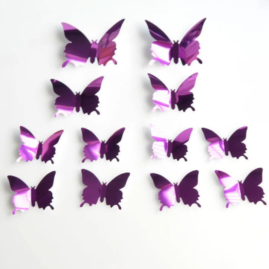 12pcs Modern 3D Mirror Acrylic Butterfly Wall Stickers | DIY Home Decoration Set alternate view