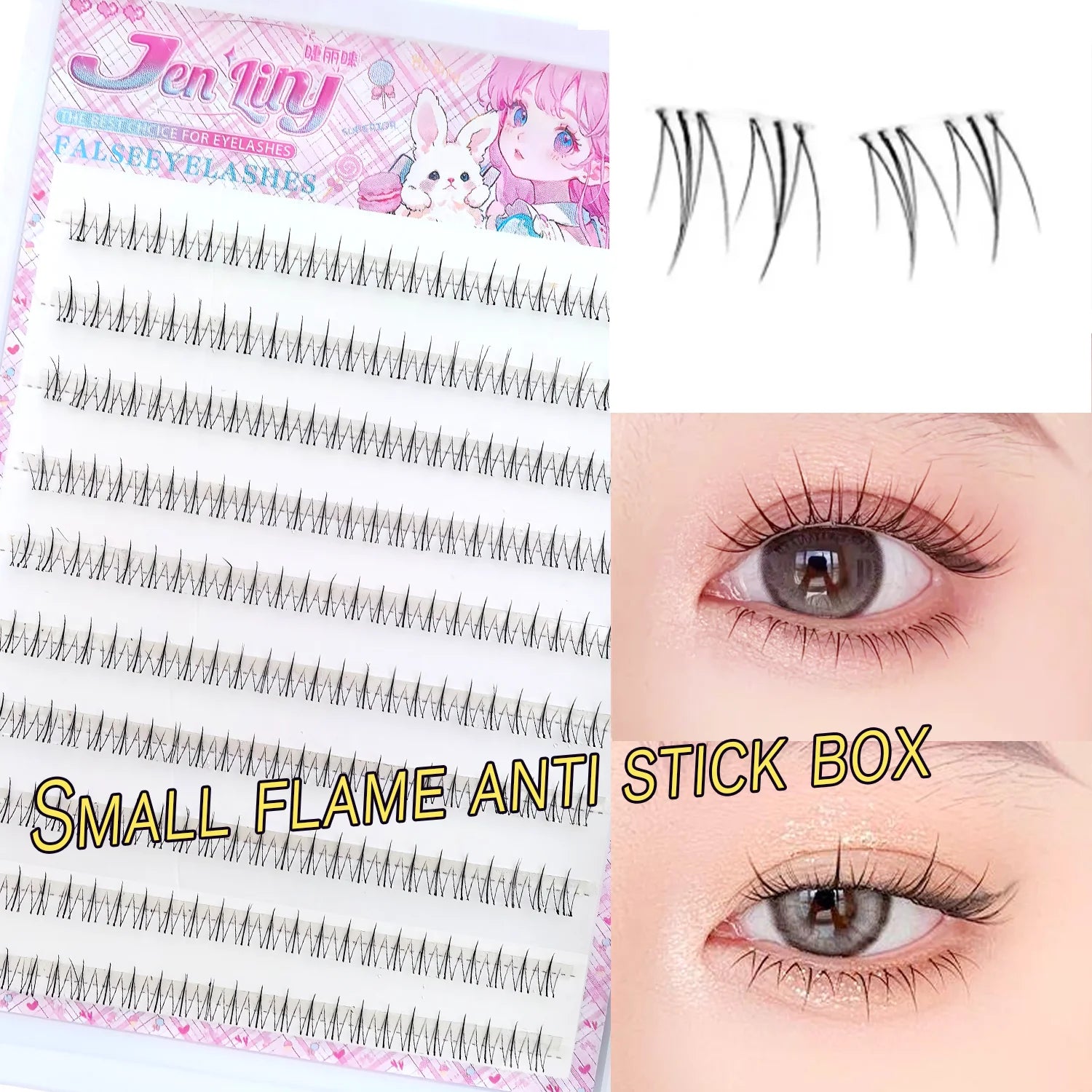 Natural Look Small Flame Lower Eyelashes | Glue-Free Easy Application Beginner Friendly detail view