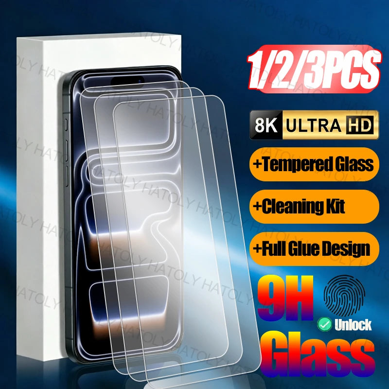 3/2/1PCS Screen Protector For iPhone 17 Pro Tempered Glass For iPhone Air 17 17e iPhone 18 Pro Max Full Glue Protective Glass