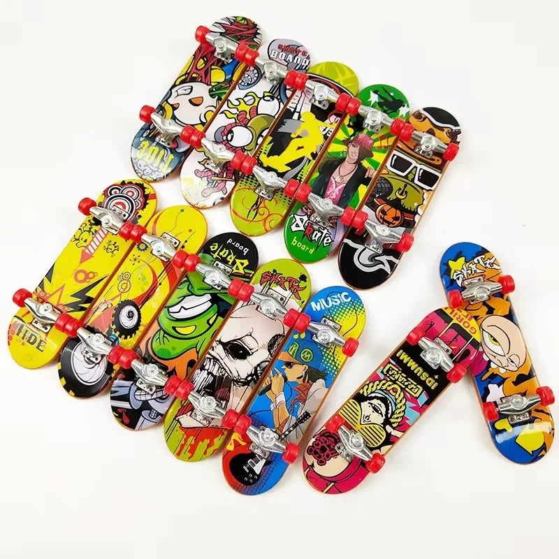 Mini Finger Skateboard Professional Alloy Stand Fingerboard Toy | Cool Graffiti Finger close-up view