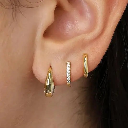 3Pcs Crystal Tragus Stud Earring Set Flower Cartilage Huggie Earring Bulk Helix Jewel alternate view