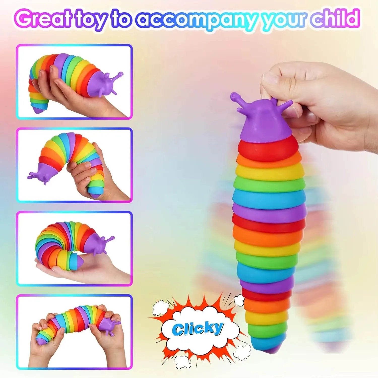 Colorful Simulation Caterpillar Antistress Toy Funny Fidget Decompression Articulated 3D detail view