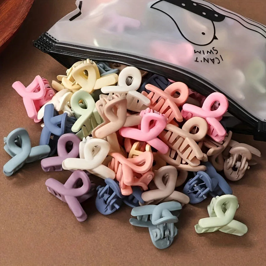 20 Pcs/bag Solid Color Matte Hollow Hair Claw Clip Candy Color Catch Barrettes Stylish close-up view