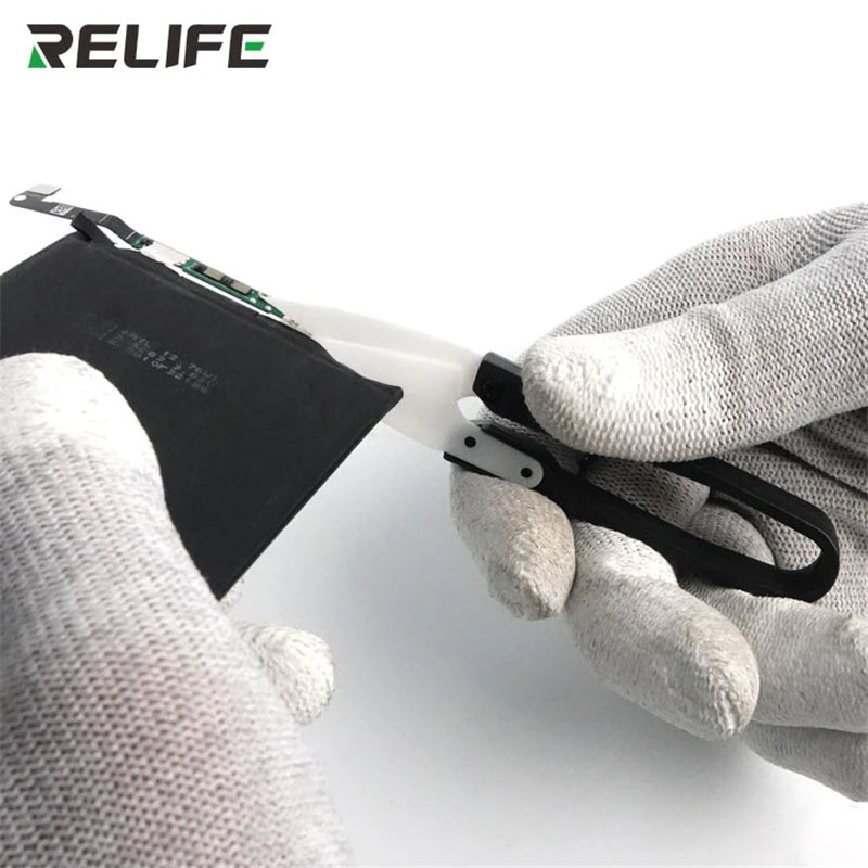 RELIFE RL-102 Ceramic Insulated U-Scissors | High Hardness Battery Cable Cutting Tool close-up view