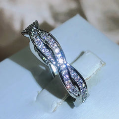 Creative twisted intertwined zirconia ring for women 925 stamps fashion Bling Bling p alternate view